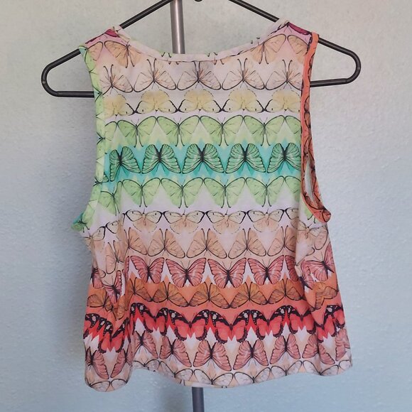 Adidas Originals x The Farm Company Butterfly Print Crop Tank Top - Size M - Picture 4 of 5